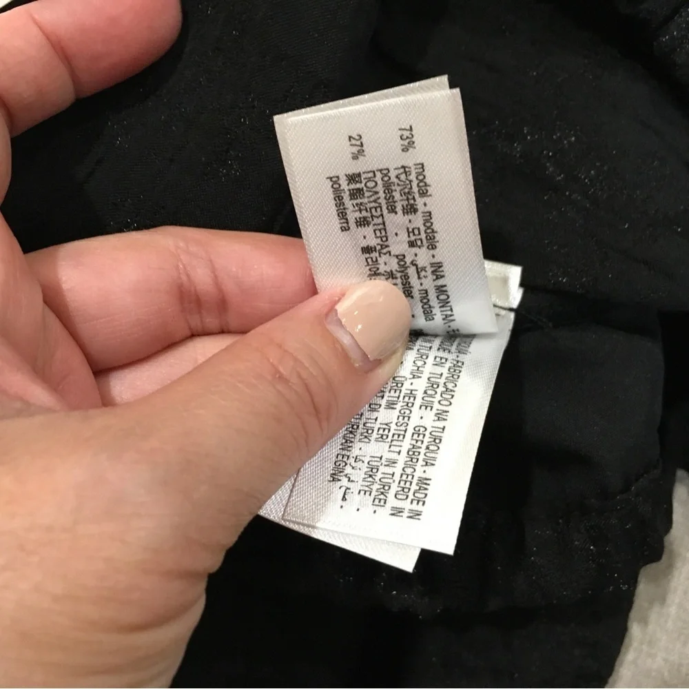 ZARA Wrinkled Effect Organza Pants Wide Leg Pull On Black Women L 7484/399 - Picture 6 of 8